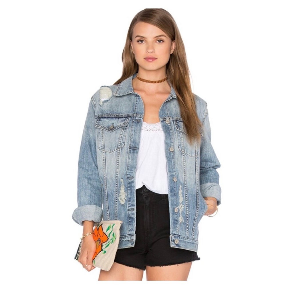 Rails Knox Distressed Denim Jacket Medium Light Wash 100% cotton Jacket Small